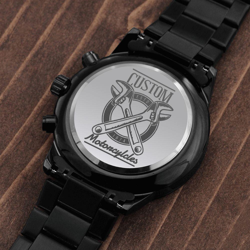 Custom Motorcyles Engraved Motorcycle Rider Men's Watch Multifunction Stainless Steel W Copper Dial-Express Your Love Gifts