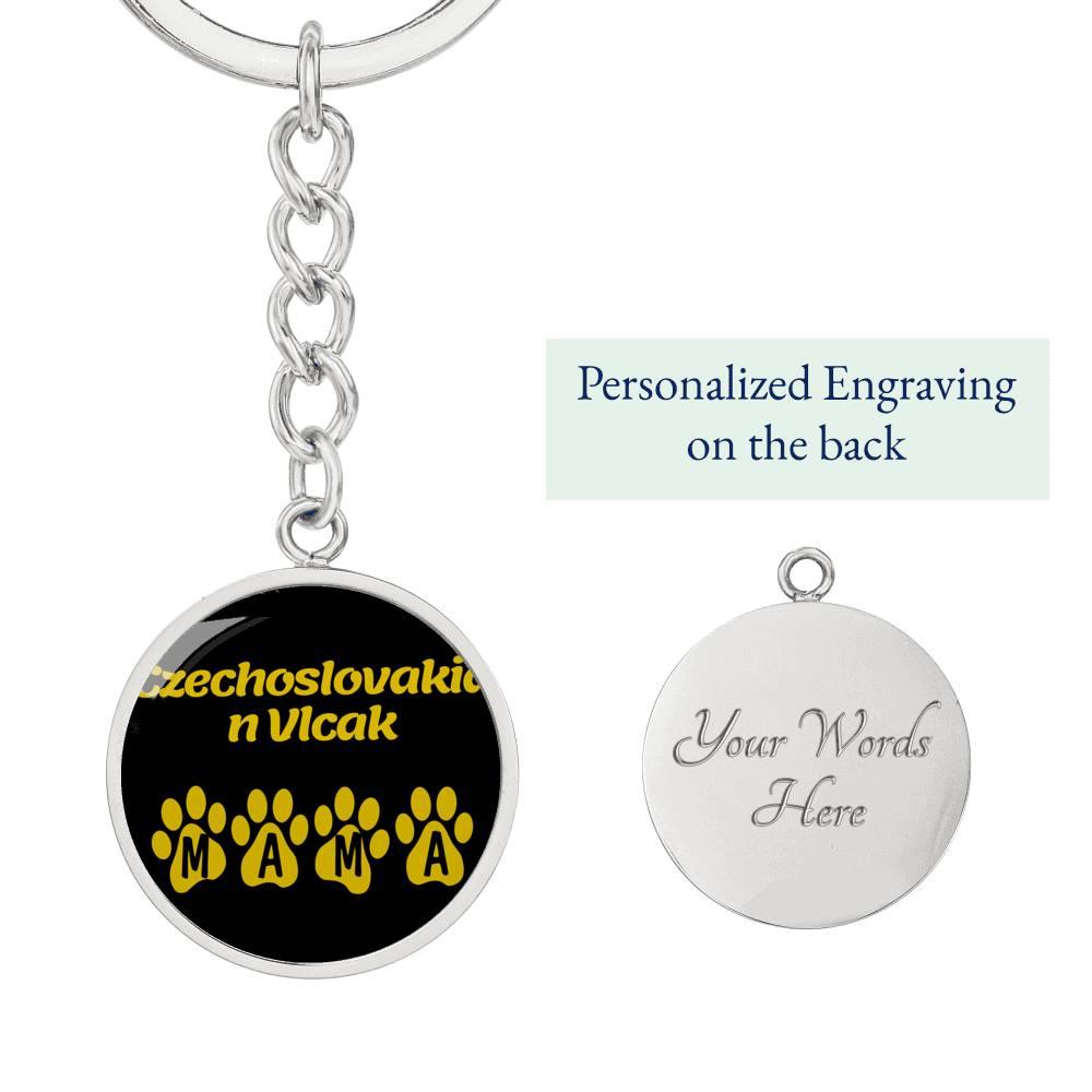 Czechoslovakian Vlcak Mama Circle Keychain Stainless Steel or 18k Gold Dog Mom Pendant-Express Your Love Gifts