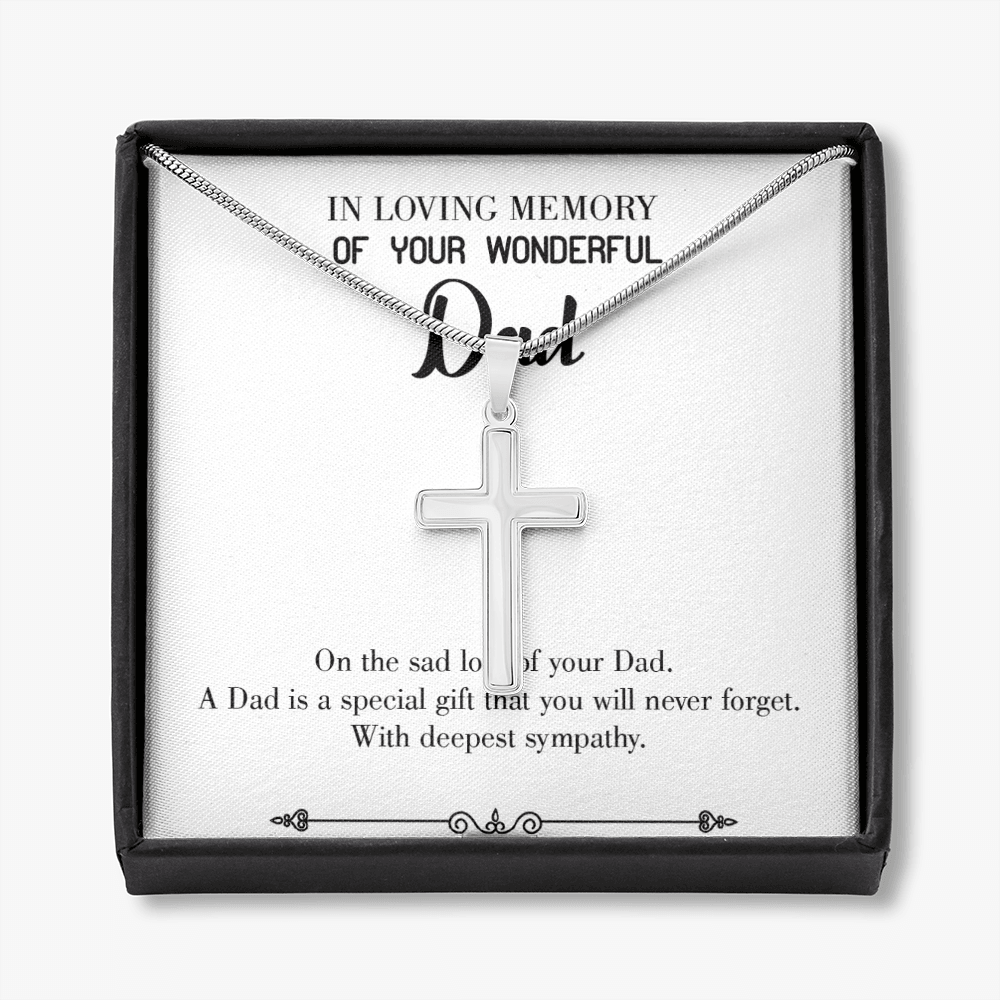 Dad a Special Gift Dad Memorial Gift Dad Memorial Cross Necklace Sympathy Gift Loss of Father Condolence Message Card-Express Your Love Gifts