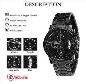 Dad Belongs To You Engraved Multifunction Analog Stainless Steel Chronograph Men's Watch W Copper Dial-Express Your Love Gifts