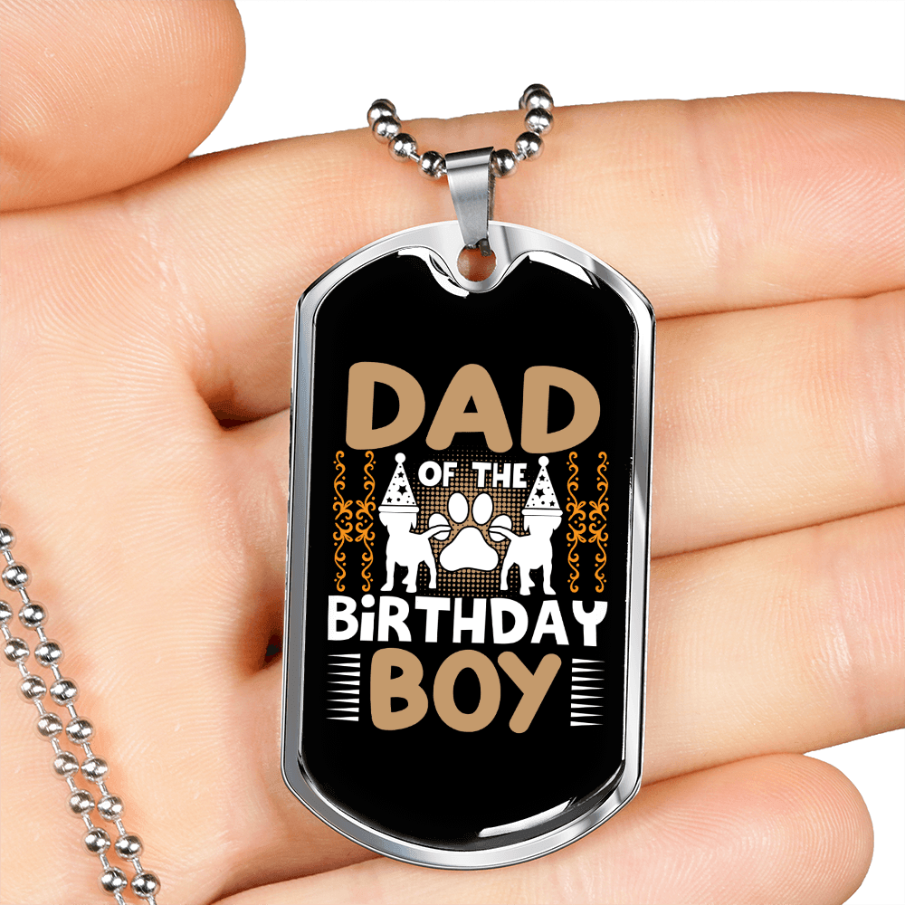 Dad Birthday Boy Necklace Stainless Steel or 18k Gold Dog Tag 24" Chain-Express Your Love Gifts