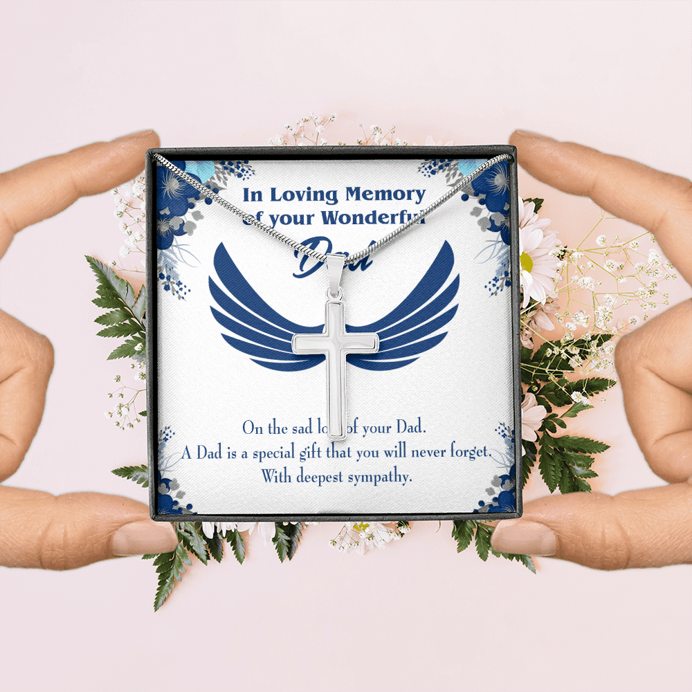 Dad is a Special Gift Dad Memorial Gift Dad Memorial Cross Necklace Sympathy Gift Loss of Father Condolence Message Card-Express Your Love Gifts