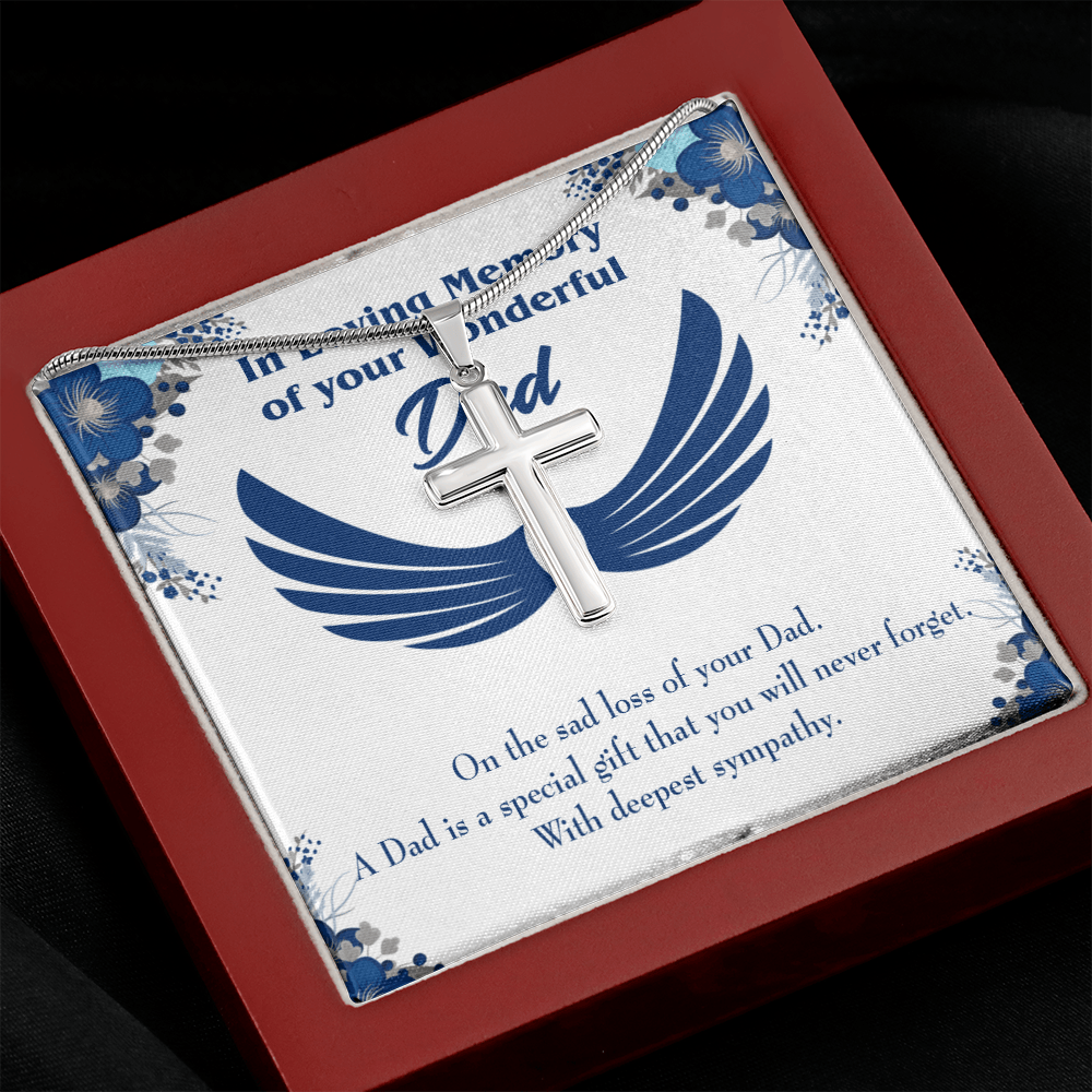 Dad is a Special Gift Dad Memorial Gift Dad Memorial Cross Necklace Sympathy Gift Loss of Father Condolence Message Card-Express Your Love Gifts