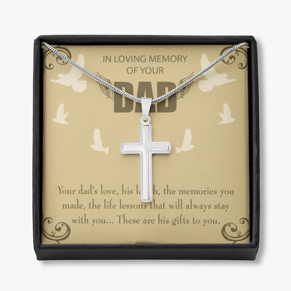 Dad's Love Dad Memorial Gift Dad Memorial Cross Necklace Sympathy Gift Loss of Father Condolence Message Card-Express Your Love Gifts