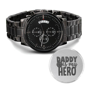 Daddy My Hero Engraved Multifunction Analog Stainless Steel Chronograph Men's Watch W Copper Dial-Express Your Love Gifts