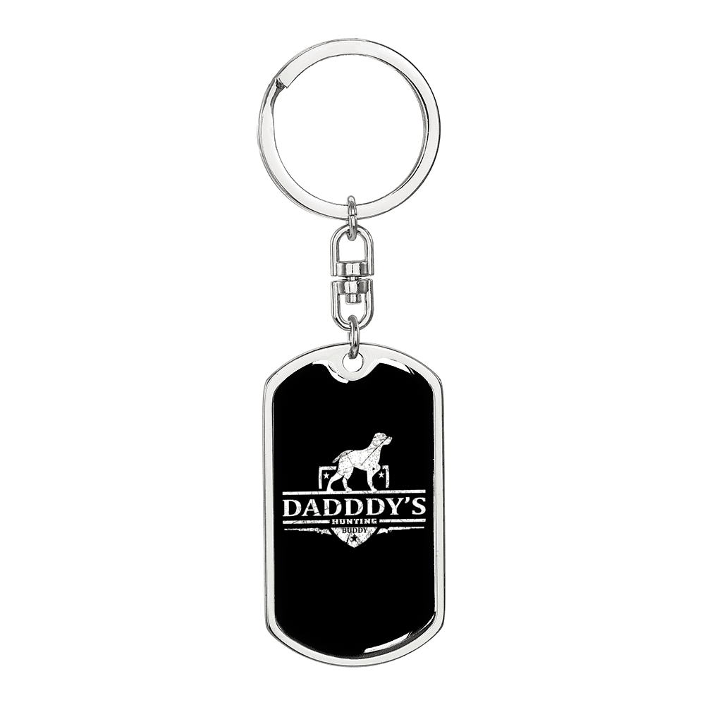 Daddy'S Hunting Buddy Dog Keychain Stainless Steel or 18k Gold Dog Tag Keyring-Express Your Love Gifts