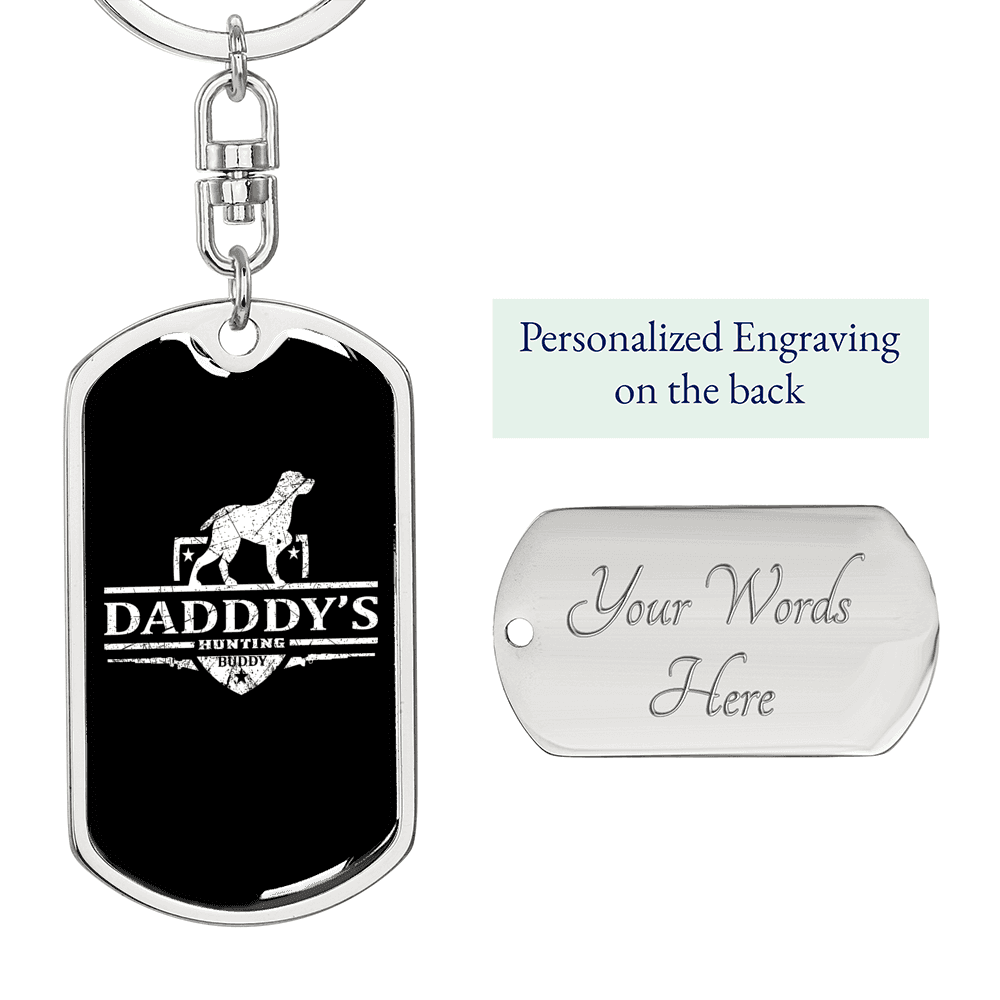 Daddy'S Hunting Buddy Dog Keychain Stainless Steel or 18k Gold Dog Tag Keyring-Express Your Love Gifts