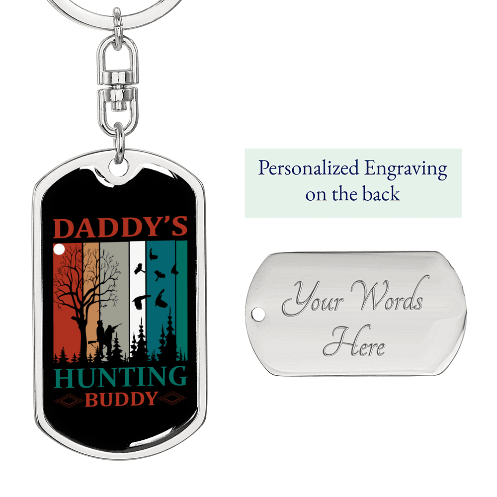 Daddys Hunter'S Keychain Gift Stainless Steel or 18k Gold Dog Tag Keyring-Express Your Love Gifts