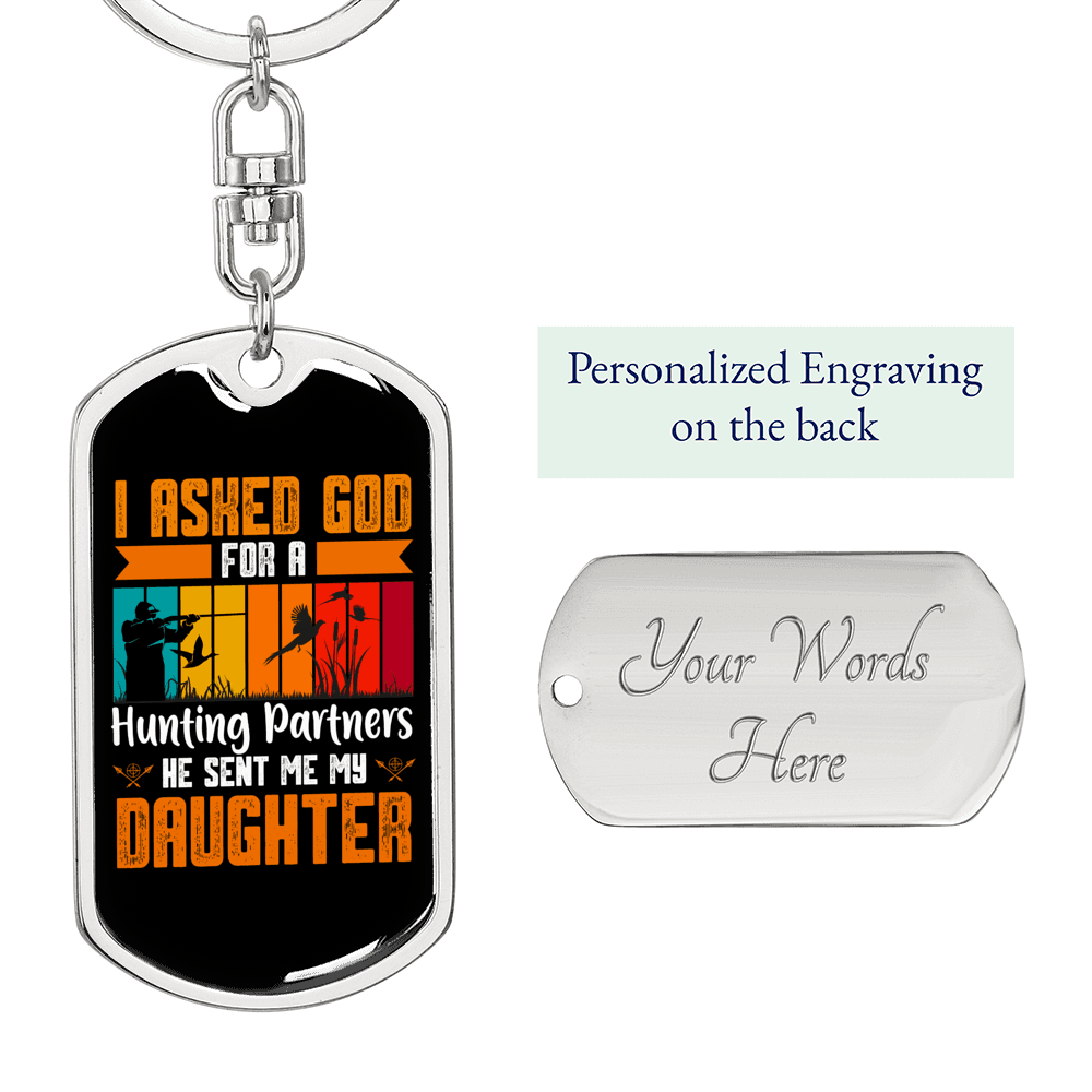 Daughter From God Keychain Stainless Steel or 18k Gold Dog Tag Keyring-Express Your Love Gifts