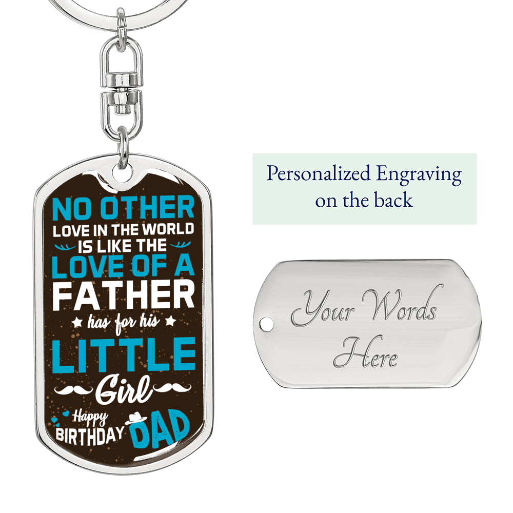 Daughter To Dad Birthday Keychain Stainless Steel or 18k Gold Dog Tag Keyring-Express Your Love Gifts