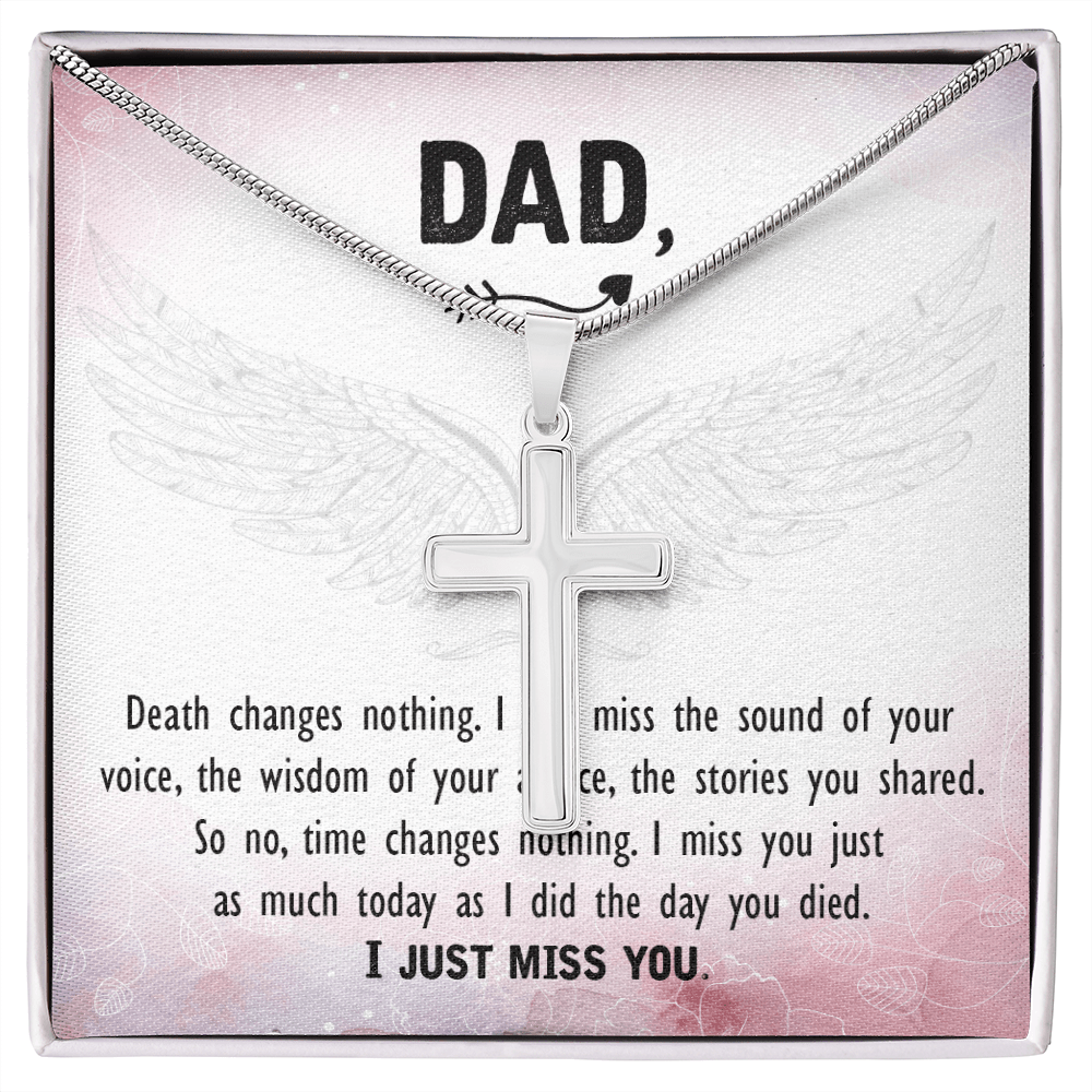 Death Changes Nothing Dad Memorial Gift Dad Memorial Cross Necklace Sympathy Gift Loss of Father Condolence Message Card-Express Your Love Gifts