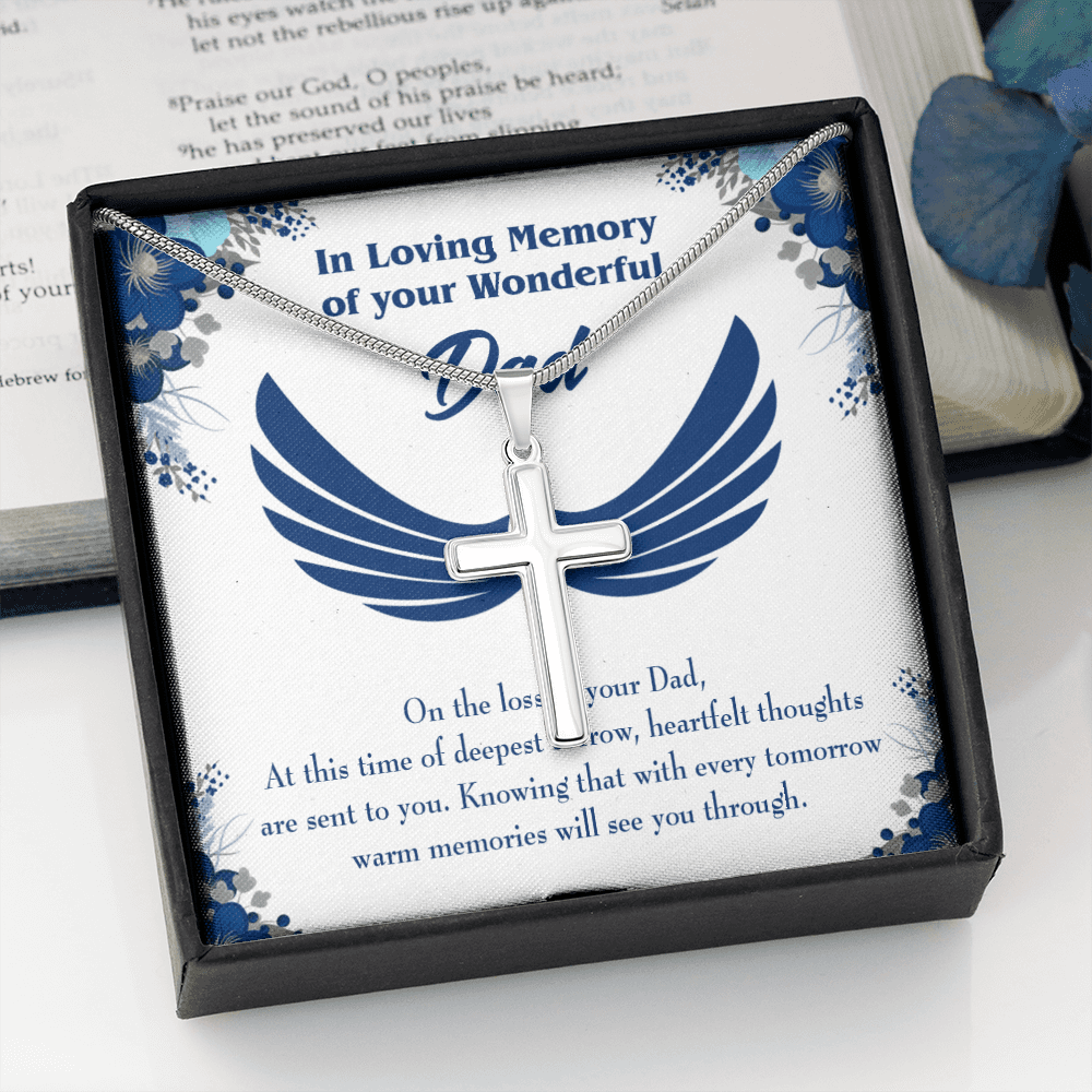 Deepest Sorrow Dad Memorial Gift Dad Memorial Cross Necklace Sympathy Gift Loss of Father Condolence Message Card-Express Your Love Gifts
