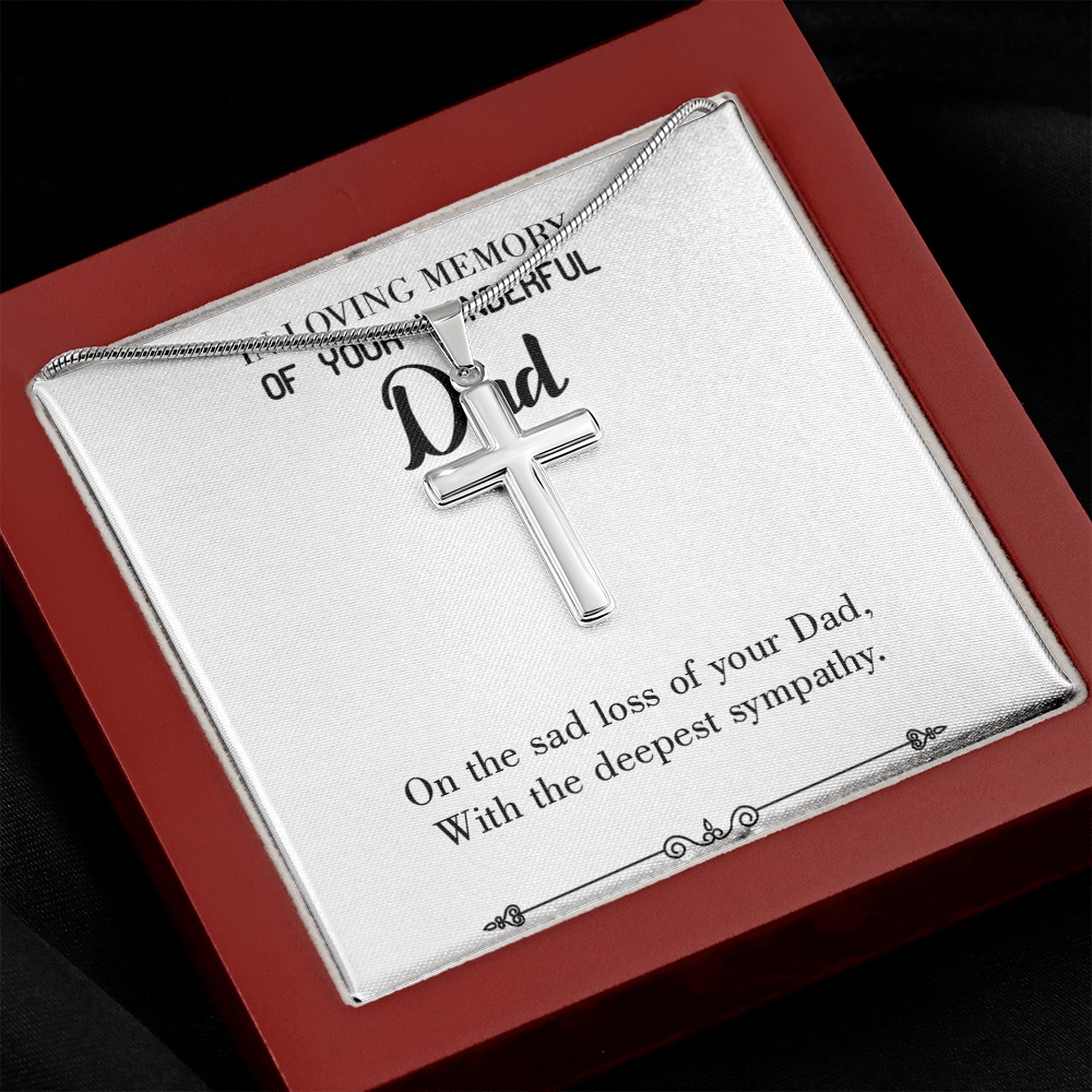 Deepest Sympathy Dad Memorial Gift Dad Memorial Cross Necklace Sympathy Gift Loss of Father Condolence Message Card-Express Your Love Gifts