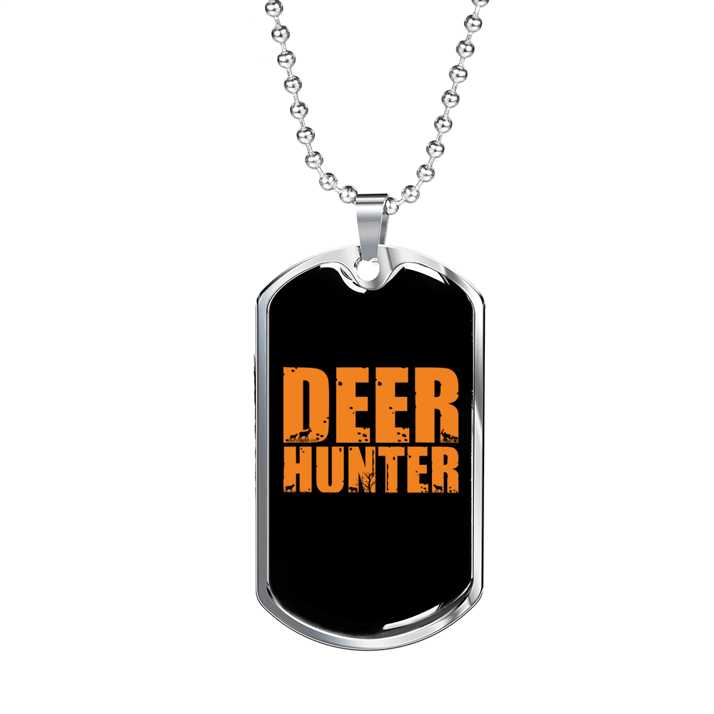 Deer Hunter Necklace Stainless Steel or 18k Gold Dog Tag 24" Chain-Express Your Love Gifts