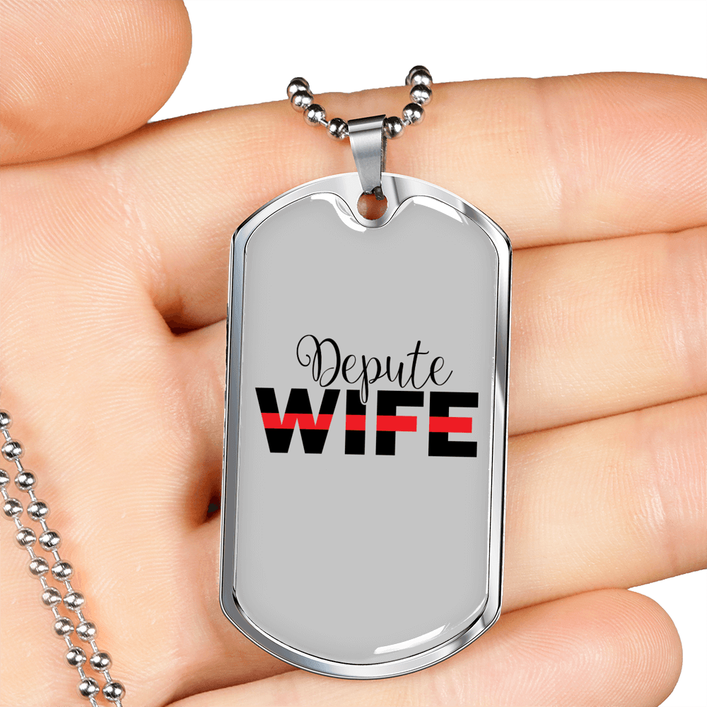 Depute Wife Firefighter Gift Stainless Steel or 18k Gold Dog Tag 24" Chain-Express Your Love Gifts