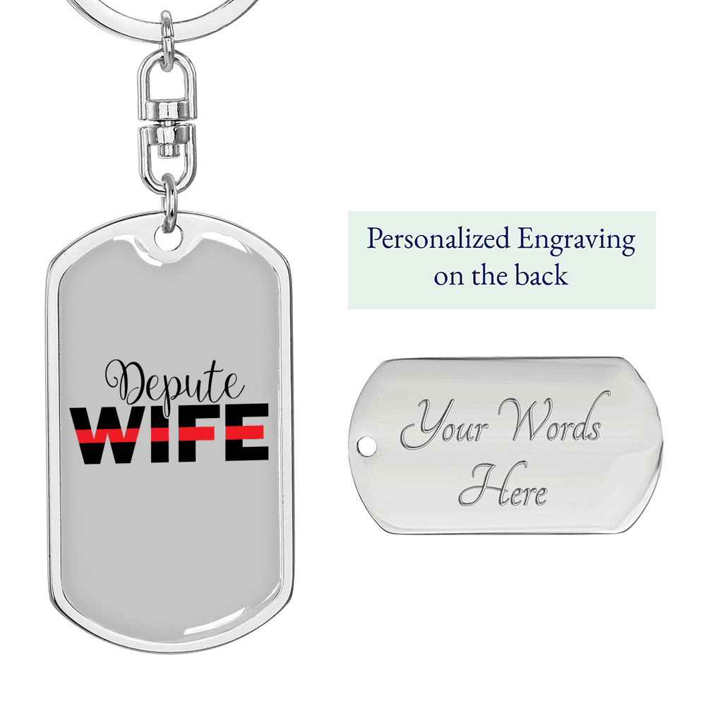 Depute Wife Firefighter Keychain Stainless Steel or 18k Gold Dog Tag Keyring-Express Your Love Gifts