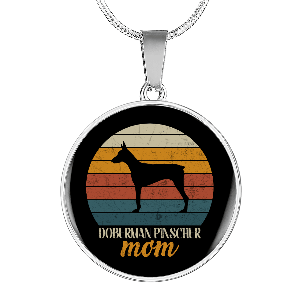 Doberman Pinscher Mom Circle Necklace Stainless Steel or 18k Gold 18-22"-Express Your Love Gifts