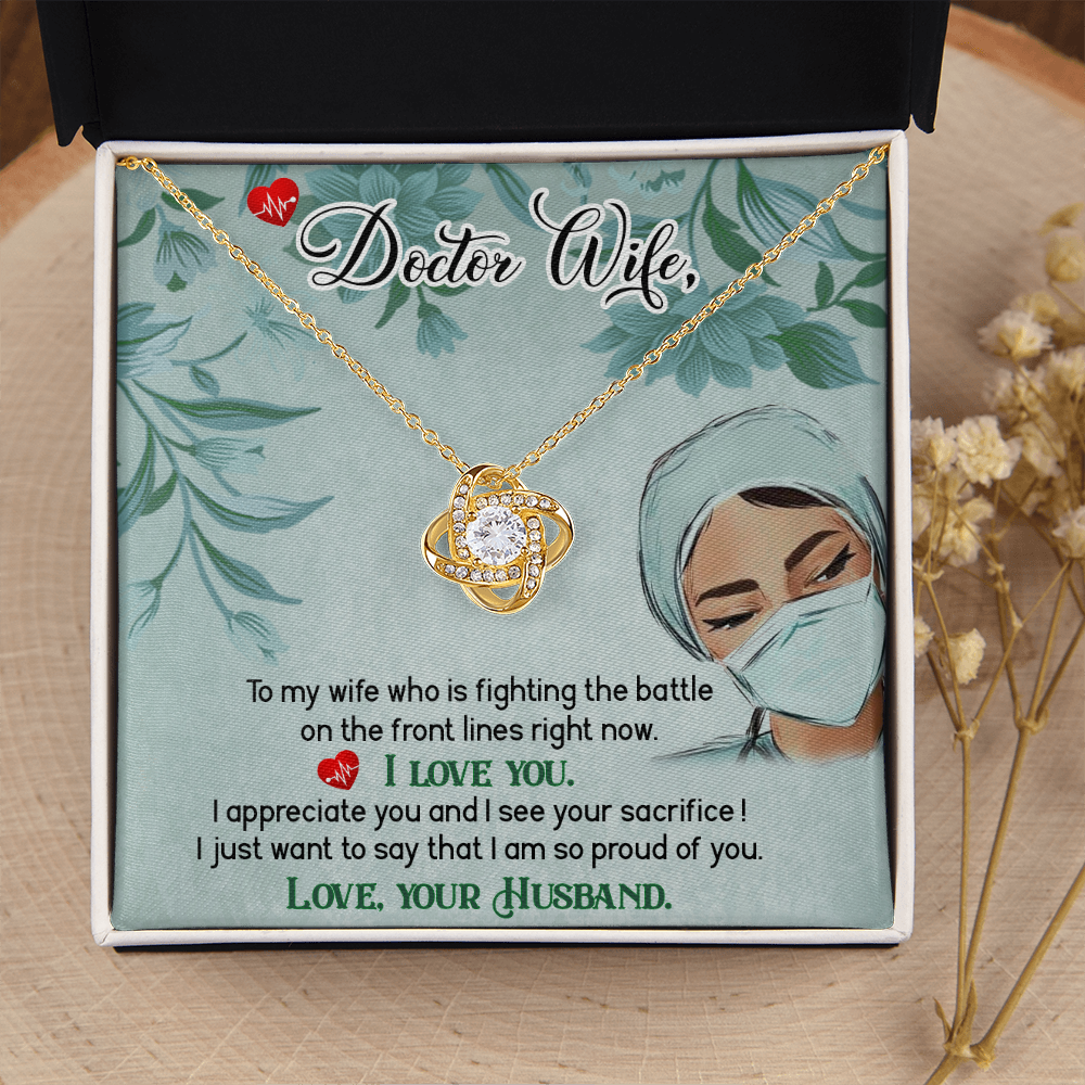 Doctor Wife Healthcare Medical Worker Nurse Appreciation Gift Infinity Knot Necklace Message Card-Express Your Love Gifts