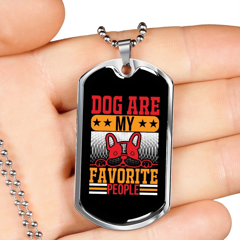 Dog Favorite People Necklace Stainless Steel or 18k Gold Dog Tag 24" Chain-Express Your Love Gifts