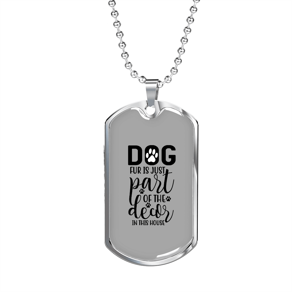 Dog Fur Part of Decor Necklace Stainless Steel or 18k Gold Dog Tag 24" Chain-Express Your Love Gifts