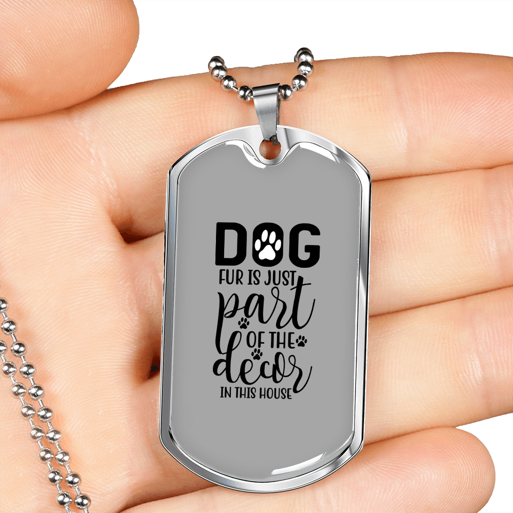 Dog Fur Part of Decor Necklace Stainless Steel or 18k Gold Dog Tag 24" Chain-Express Your Love Gifts