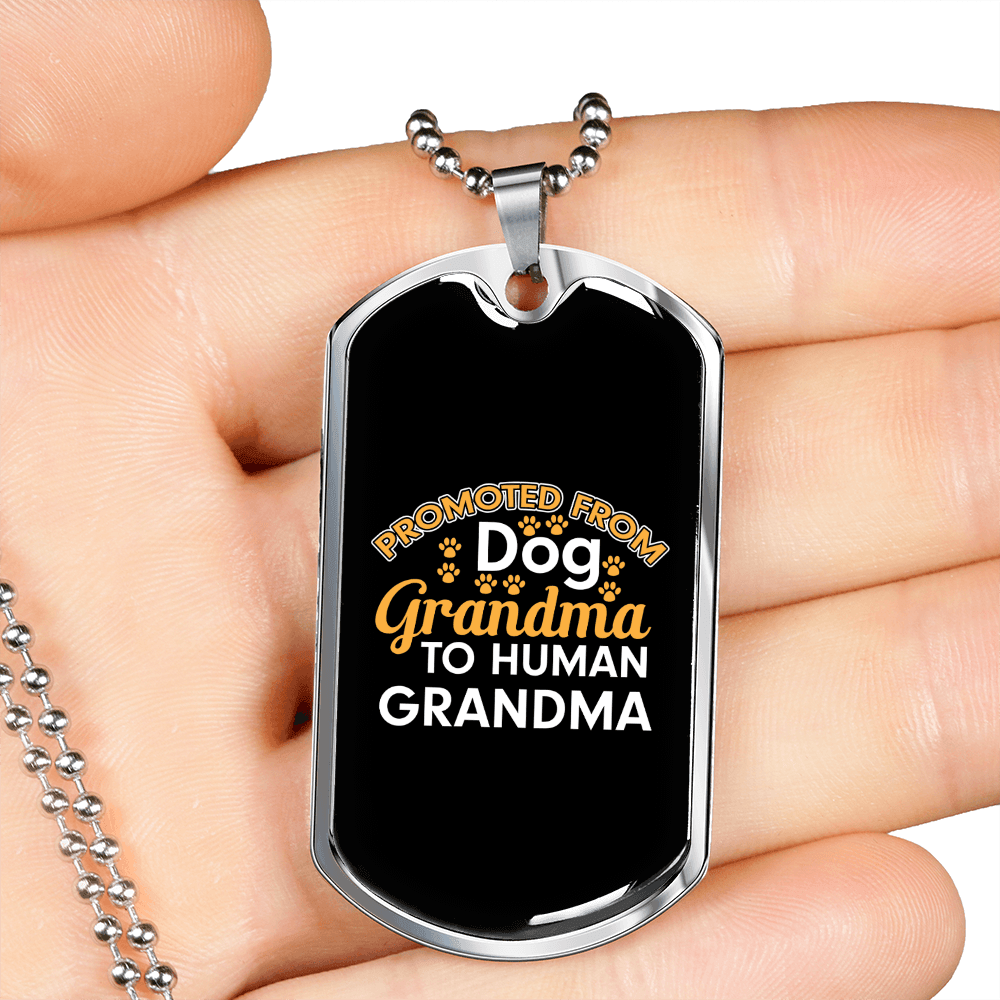 Dog Grandma Necklace Stainless Steel or 18k Gold Dog Tag 24" Chain-Express Your Love Gifts