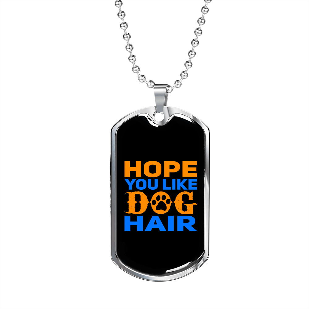 Dog Hair Necklace Stainless Steel or 18k Gold Dog Tag 24" Chain-Express Your Love Gifts