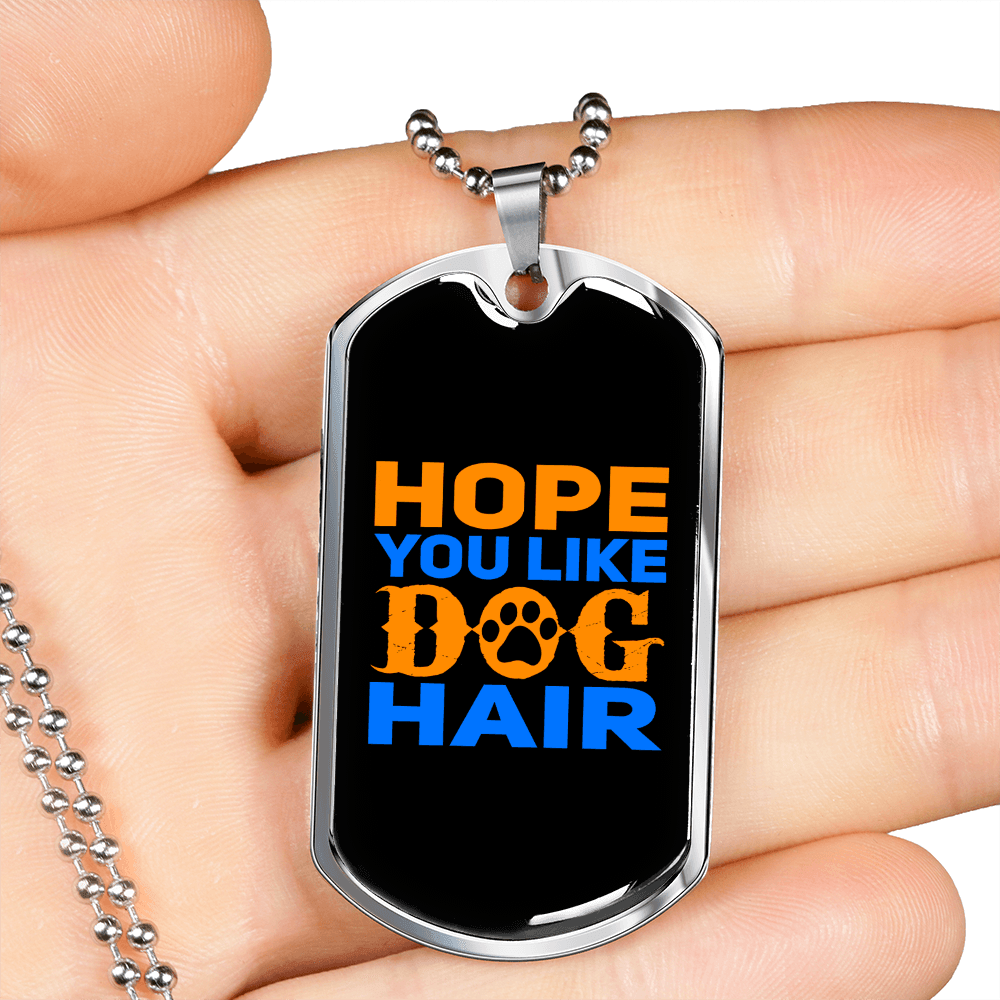 Dog Hair Necklace Stainless Steel or 18k Gold Dog Tag 24" Chain-Express Your Love Gifts