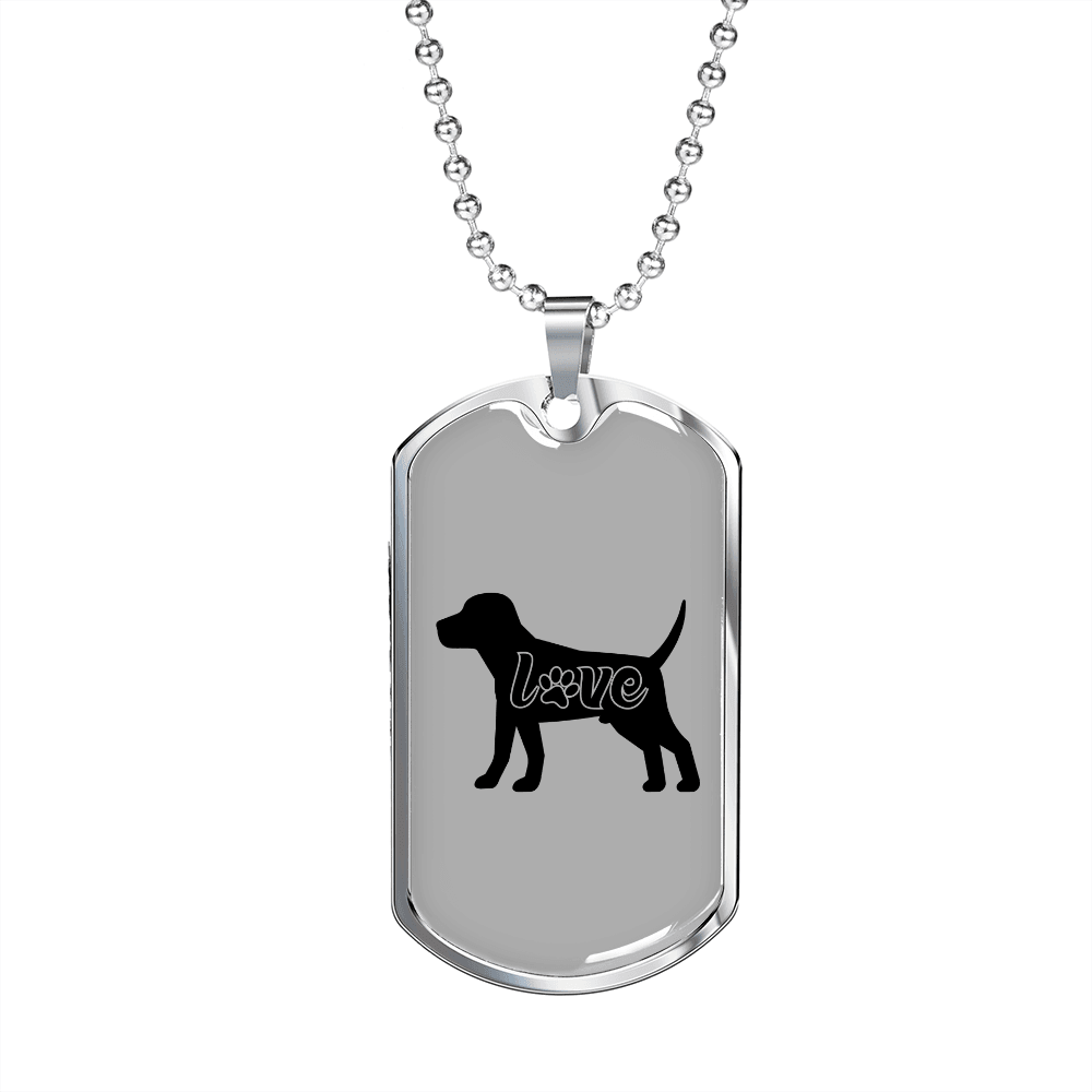 Dog Love Necklace Stainless Steel or 18k Gold Dog Tag 24" Chain-Express Your Love Gifts
