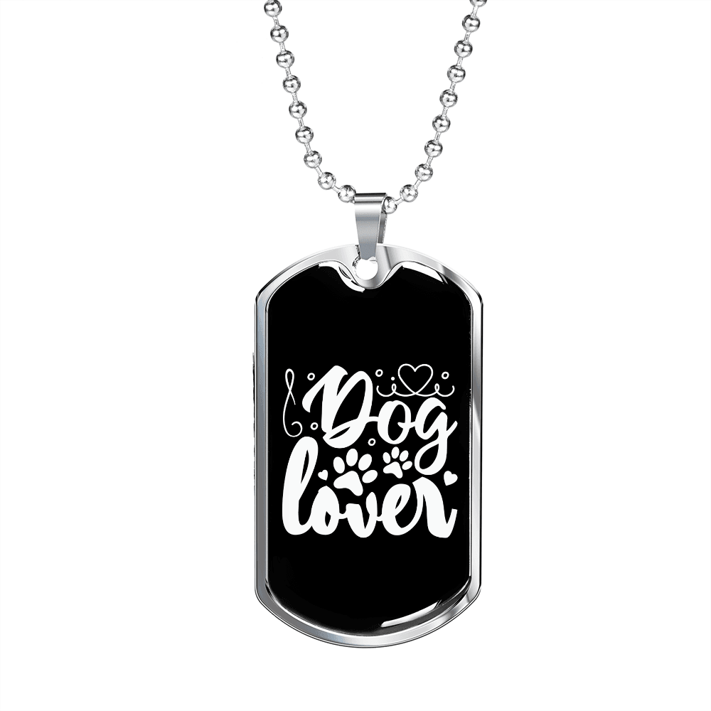 Dog Lover White Necklace Stainless Steel or 18k Gold Dog Tag 24" Chain-Express Your Love Gifts