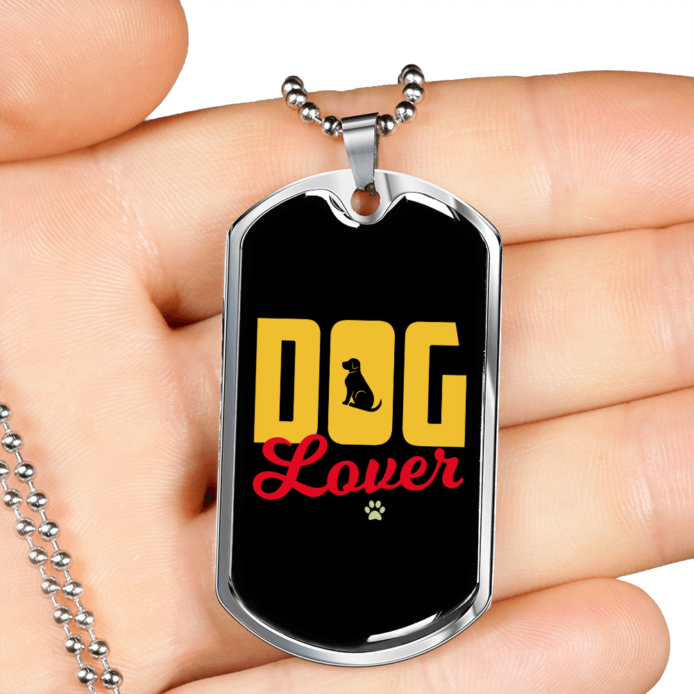 Dog Lover Yellow Necklace Stainless Steel or 18k Gold Dog Tag 24" Chain-Express Your Love Gifts