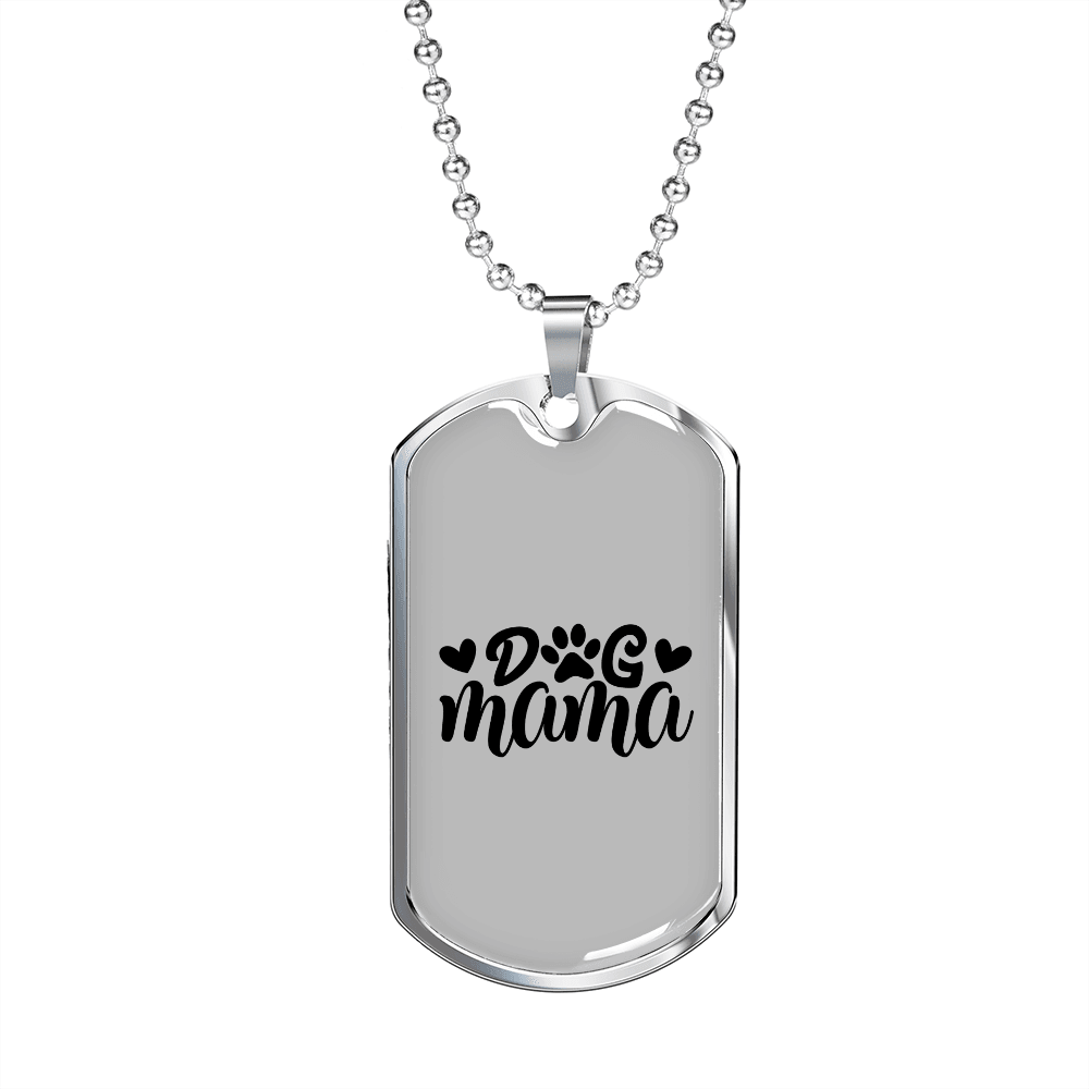 Dog Mama Plain Necklace Stainless Steel or 18k Gold Dog Tag 24" Chain-Express Your Love Gifts