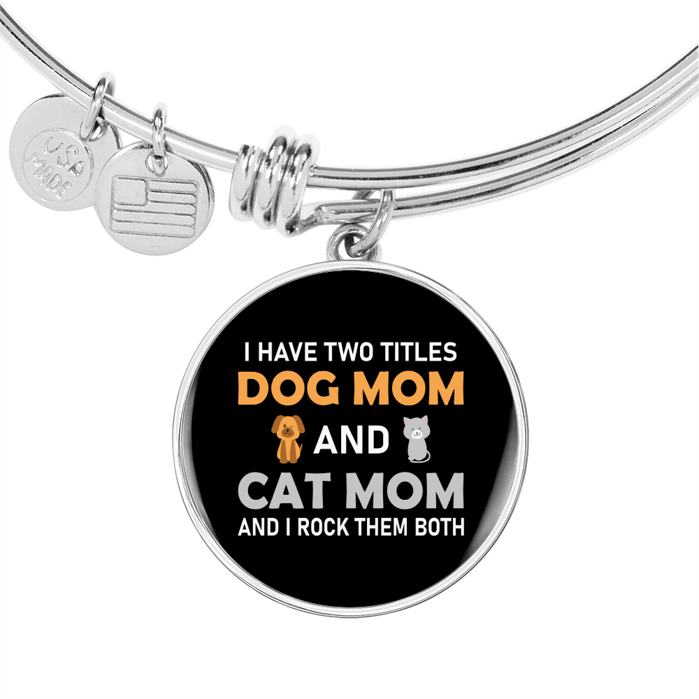 Dog Mom And Cat Mom Bracelet Stainless Steel or 18k Gold Circle Bangle-Express Your Love Gifts