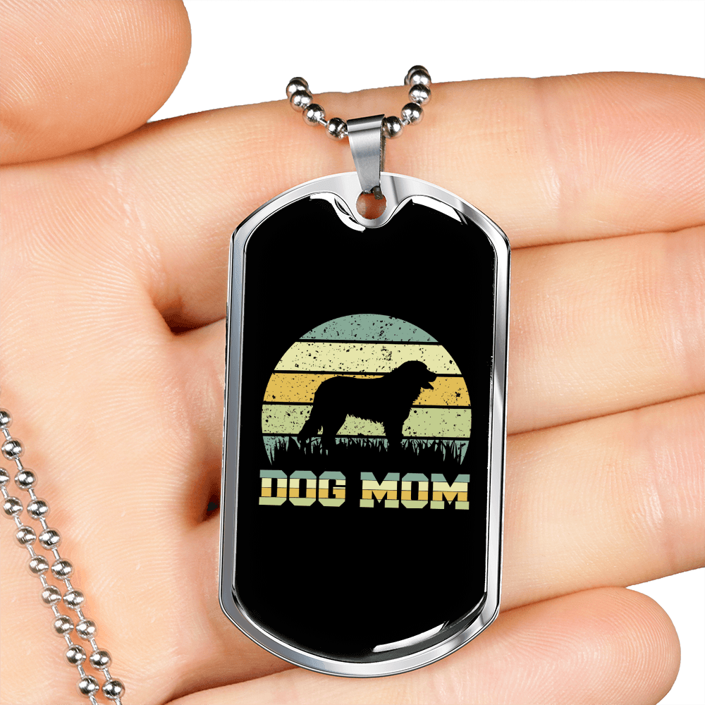 Dog Mom Circle Colors Necklace Stainless Steel or 18k Gold Dog Tag 24" Chain-Express Your Love Gifts