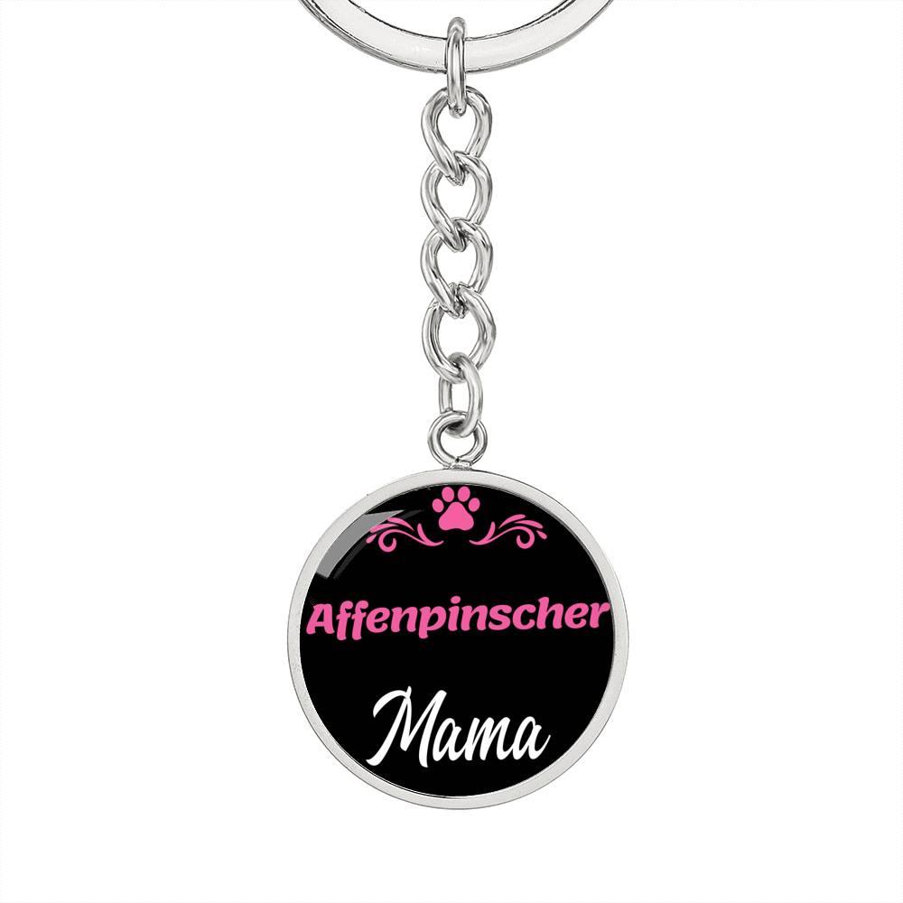 Dog Mom Keyring Affenpinscher Mama Circle Keychain Stainless Steel or 18k Gold-Express Your Love Gifts