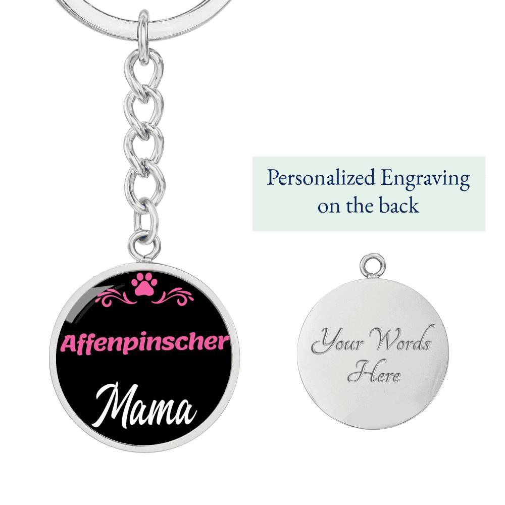 Dog Mom Keyring Affenpinscher Mama Circle Keychain Stainless Steel or 18k Gold-Express Your Love Gifts