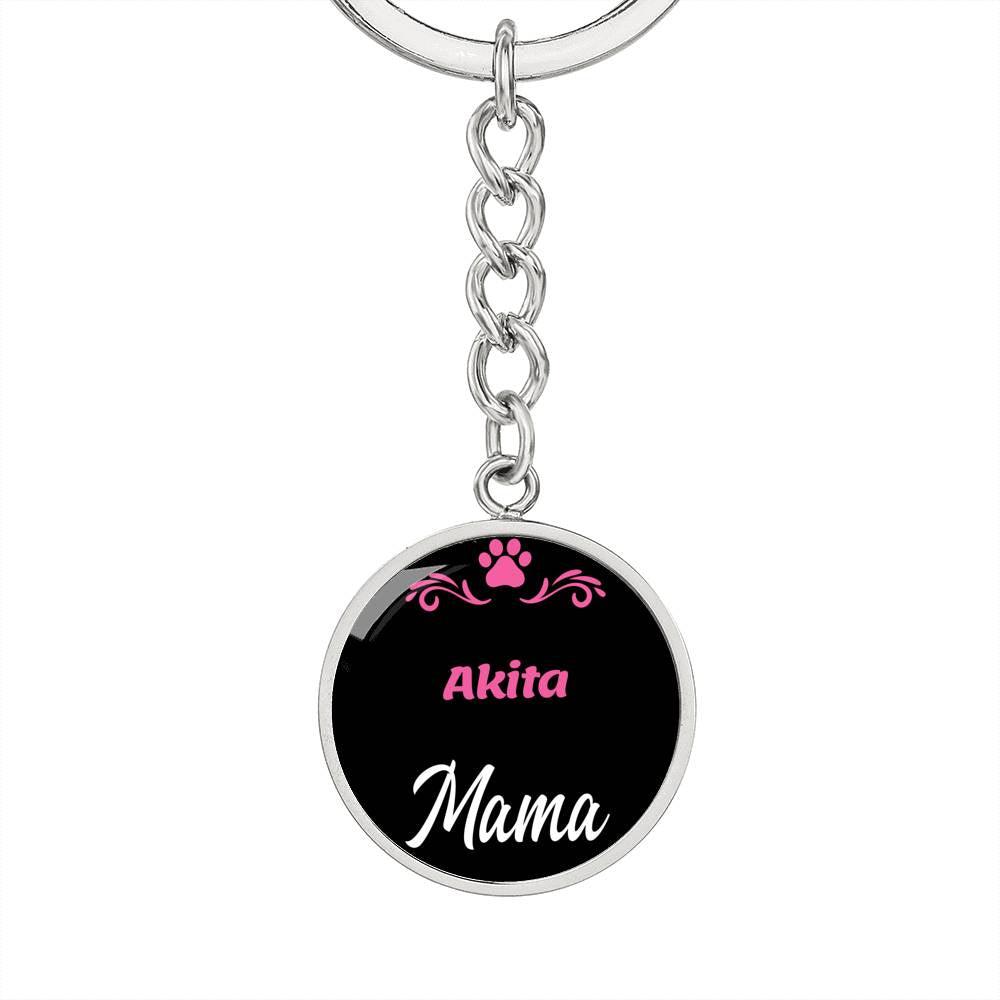 Dog Mom Keyring Akita Mama Circle Keychain Stainless Steel or 18k Gold-Express Your Love Gifts