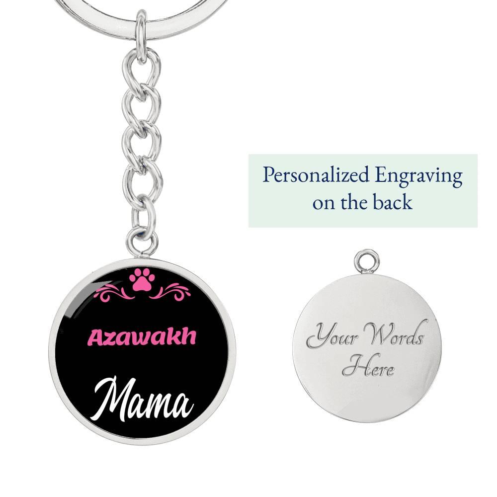 Dog Mom Keyring Azawakh Mama Circle Keychain Stainless Steel or 18k Gold-Express Your Love Gifts