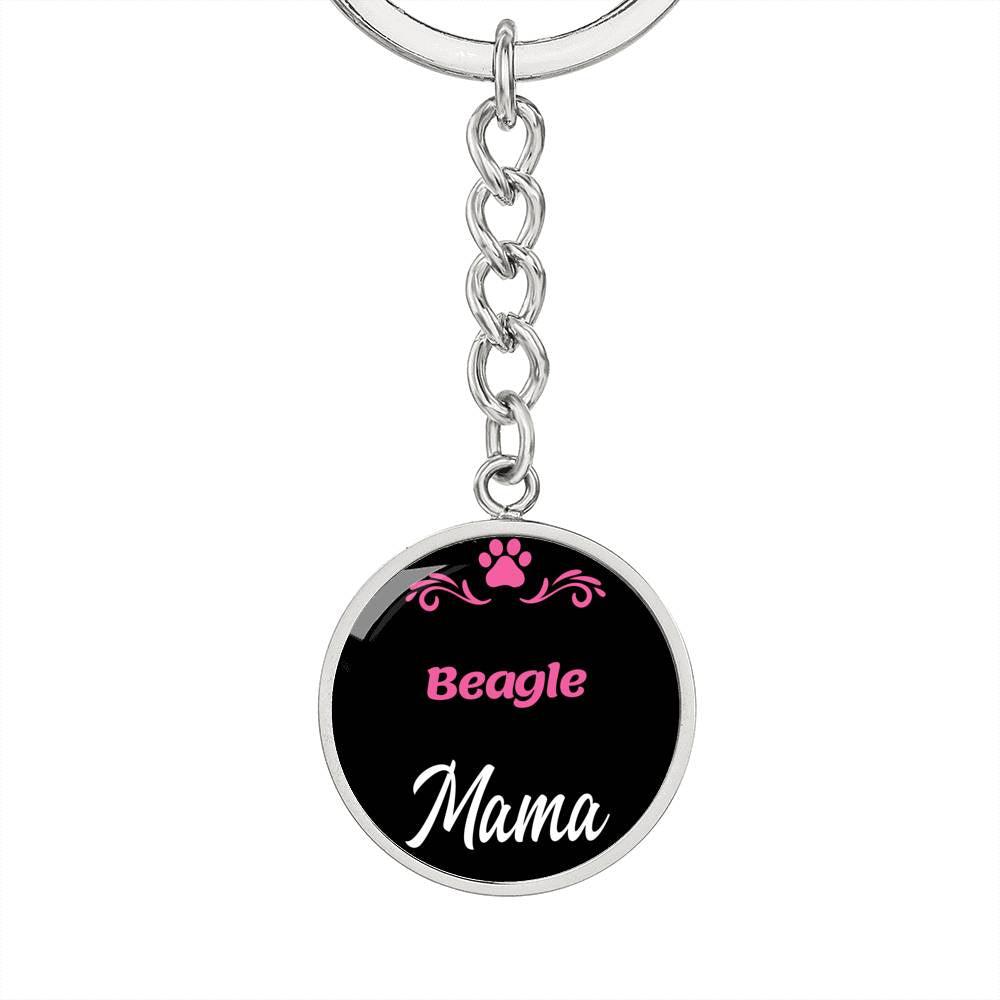 Dog Mom Keyring Beagle Mama Circle Keychain Stainless Steel or 18k Gold-Express Your Love Gifts