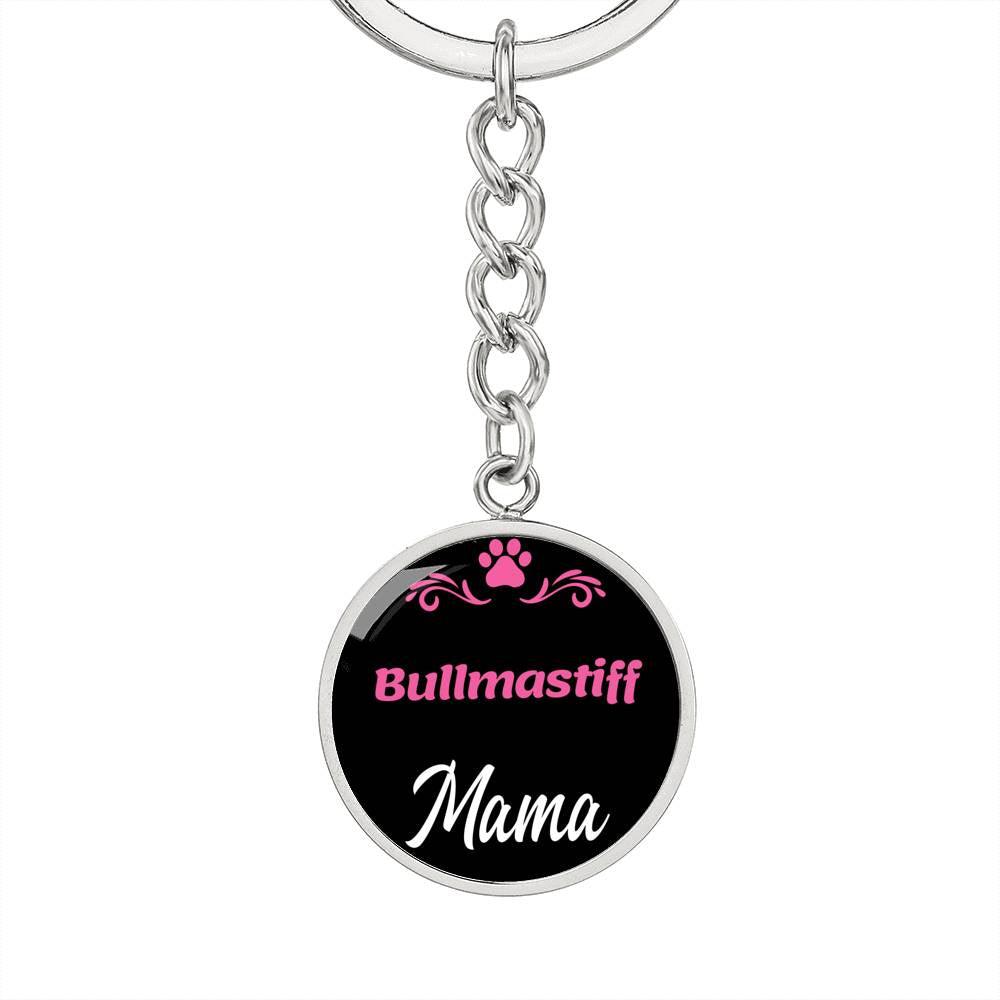 Dog Mom Keyring Bullmastiff Mama Circle Keychain Stainless Steel or 18k Gold-Express Your Love Gifts