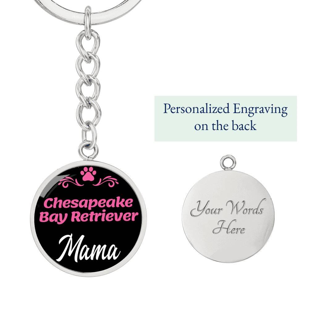 Dog Mom Keyring Chesapeake Bay Retriever Mama Circle Keychain Stainless Steel or 18k Gold-Express Your Love Gifts