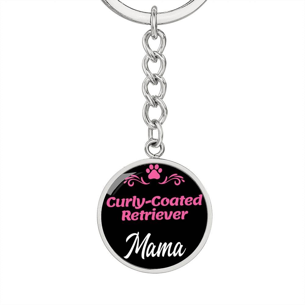 Dog Mom Keyring Curlycoated Retriever Mama Circle Keychain Stainless Steel or 18k Gold-Express Your Love Gifts