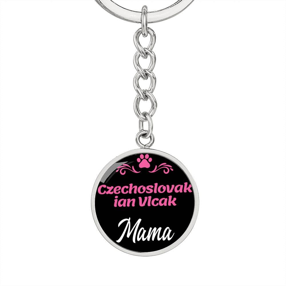 Dog Mom Keyring Czechoslovakian Vlcak Mama Circle Keychain Stainless Steel or 18k Gold-Express Your Love Gifts