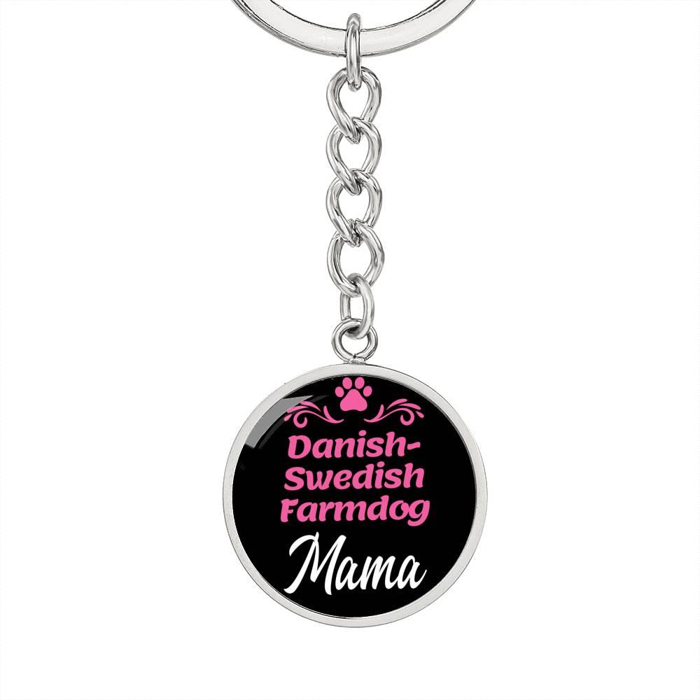 Dog Mom Keyring Danishswedish Farmdog Mama Circle Keychain Stainless Steel or 18k Gold-Express Your Love Gifts