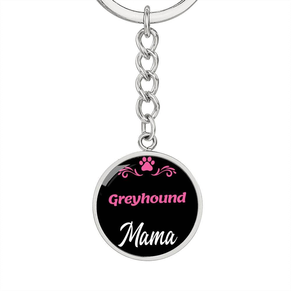 Dog Mom Keyring Greyhound Mama Circle Keychain Stainless Steel or 18k Gold-Express Your Love Gifts