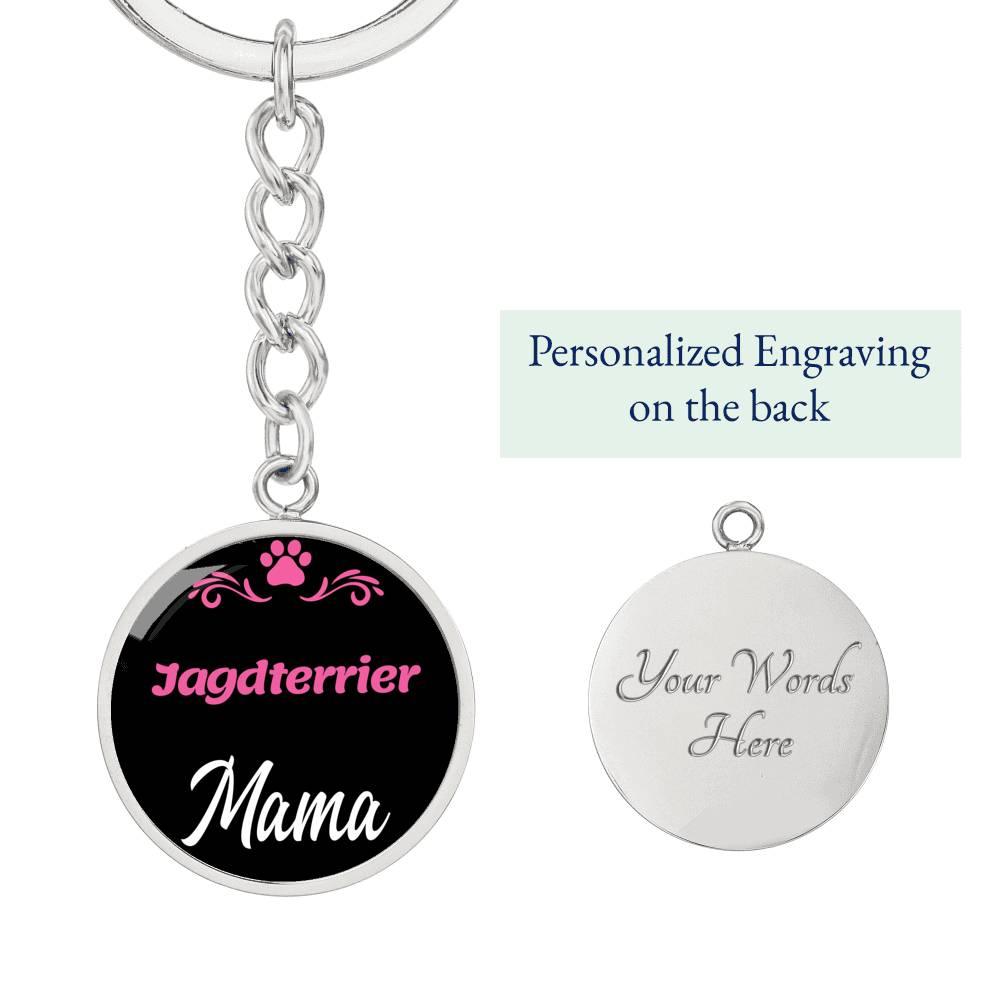 Dog Mom Keyring Jagdterrier Mama Circle Keychain Stainless Steel or 18k Gold-Express Your Love Gifts