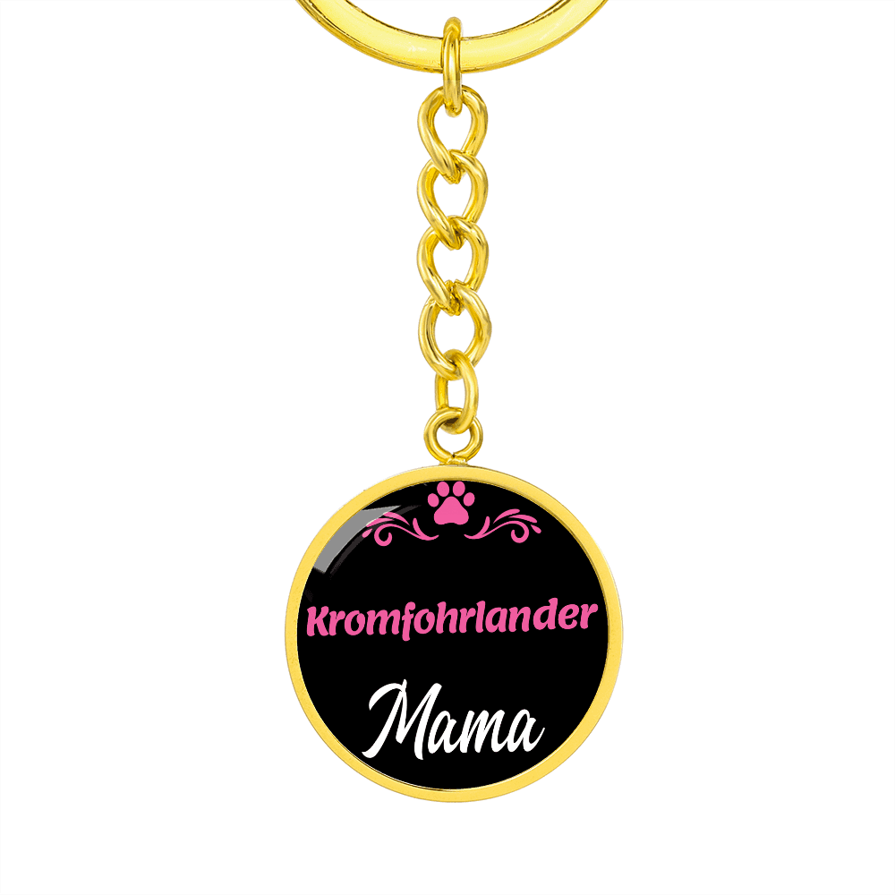 Dog Mom Keyring Kromfohrlander Mama Circle Keychain Stainless Steel or 18k Gold-Express Your Love Gifts