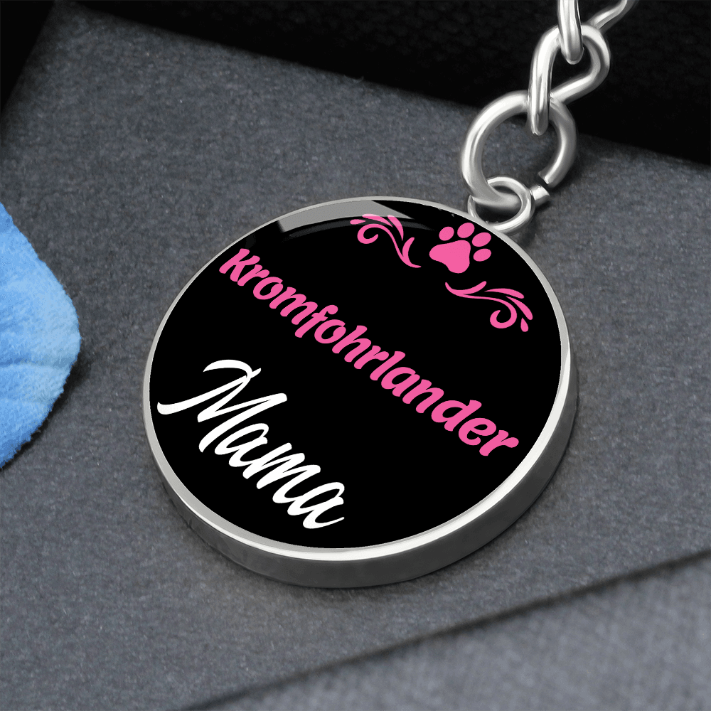 Dog Mom Keyring Kromfohrlander Mama Circle Keychain Stainless Steel or 18k Gold-Express Your Love Gifts