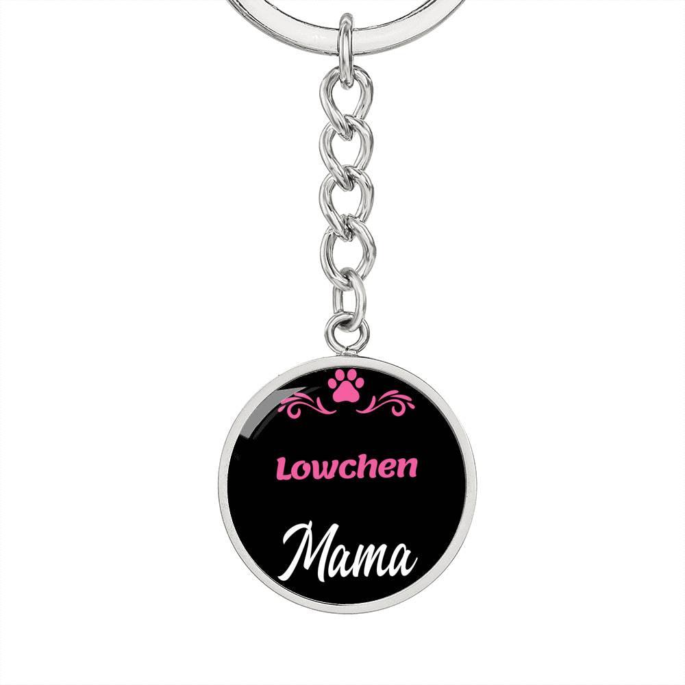 Dog Mom Keyring Lowchen Mama Circle Keychain Stainless Steel or 18k Gold-Express Your Love Gifts