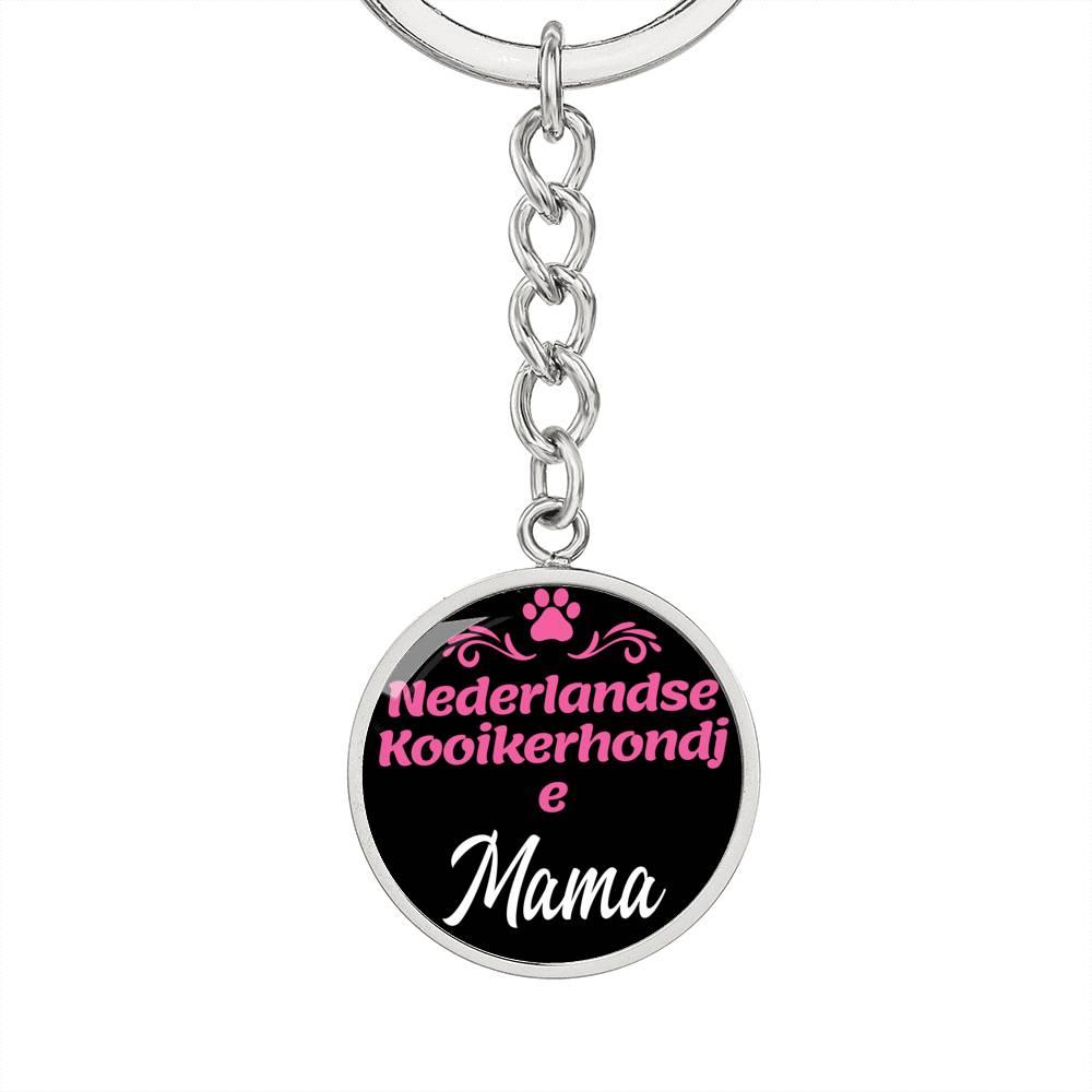 Dog Mom Keyring Nederlandse Kooikerhondje Mama Circle Keychain Stainless Steel or 18k Gold-Express Your Love Gifts